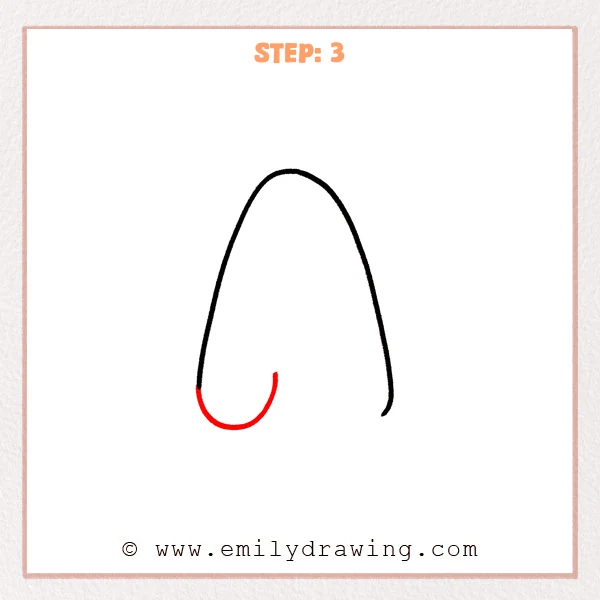 how to draw a bubble letter a - The bubble letter “A” outline grows with a rounded U-shaped hook added at the lower left, curving right and slightly upward inside.